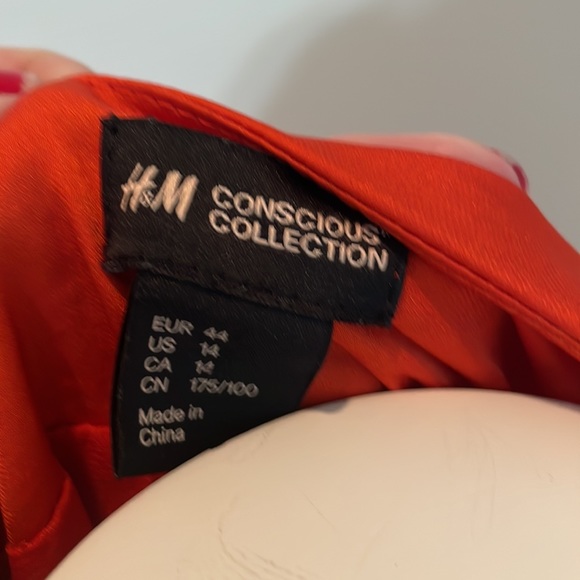 H&M Conscious Collection Orange Dress Eco Friendly - Picture 7 of 10